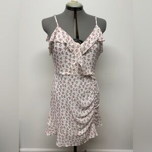 Promesa Floral Mini Dress in White and Rose Pink size Large
